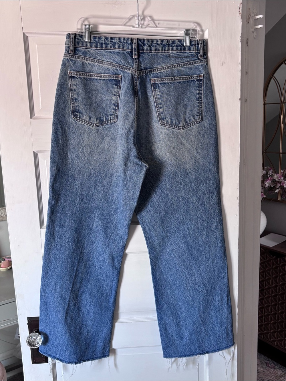 Zara Ankle Wide-leg Raw Hem Jeans - Picture 3 of 3